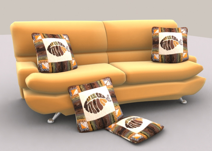диван с подушками в 3ds Max